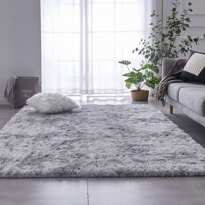 Hochflor Shaggy Teppich Flauschig Weich 200x300 cm Hellgrau