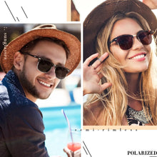LINVO Polarisierte Retro Sonnenbrille Halbrahmen UV400 für