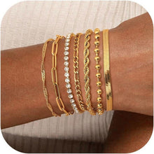 7er Set Damen Armbänder | Vergoldet & Verstellbar | Modeschmuck