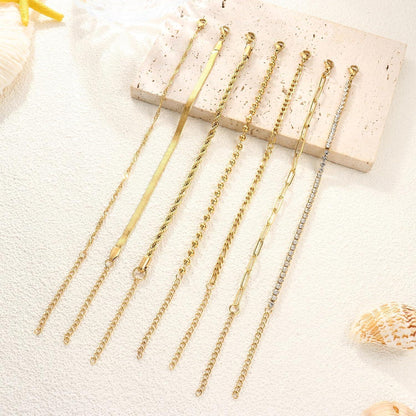 7er Set Damen Armbänder | Vergoldet & Verstellbar | Modeschmuck