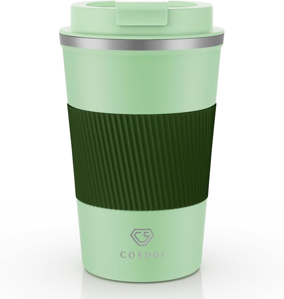 CS COSDDI Thermobecher Edelstahl 380ml Vakuum Reisebecher Olive Green