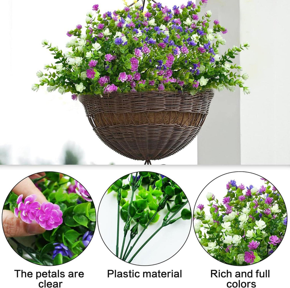 Künstliche Blumen Balkon Pflanzen wetterfest UV-beständig 6 Bündel