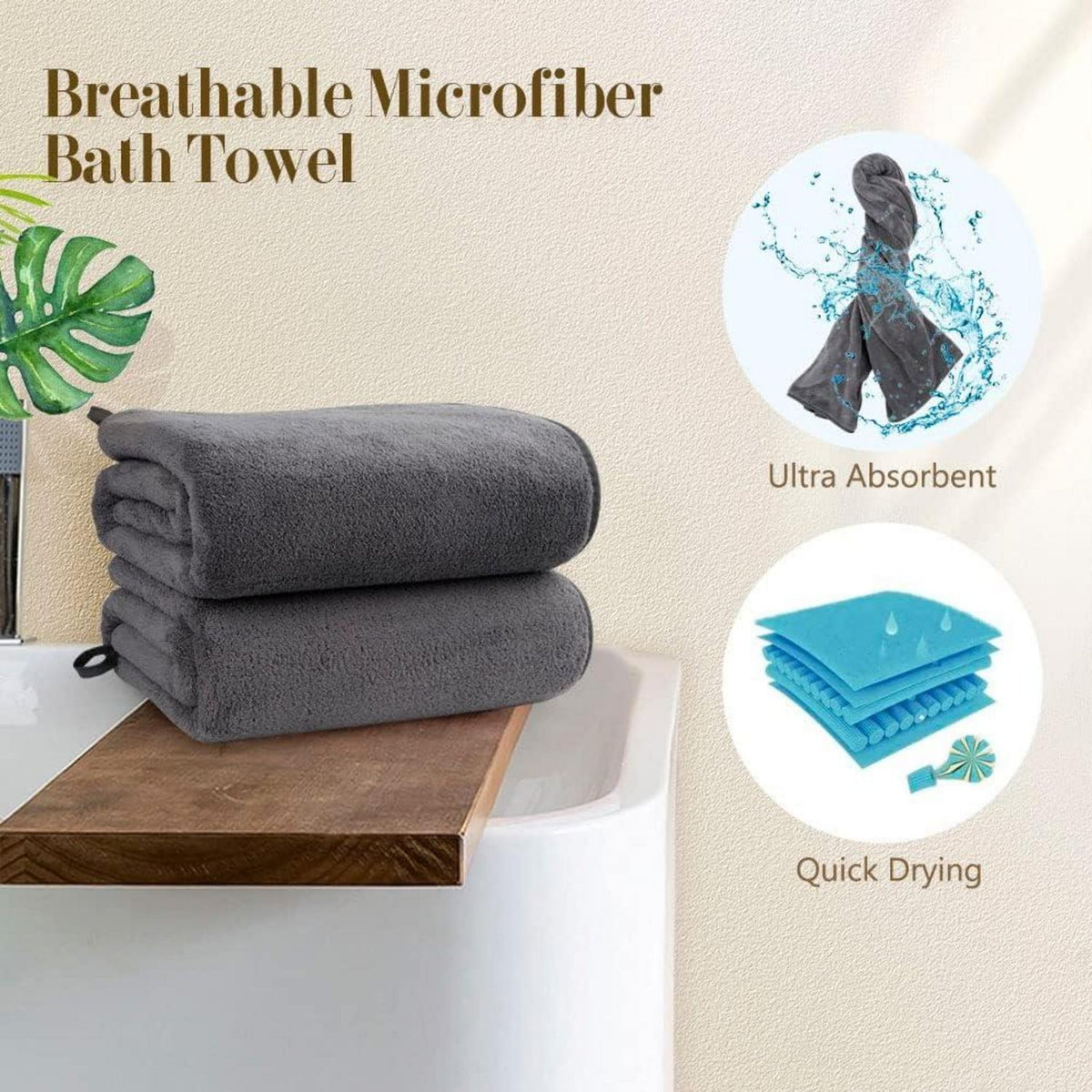 Badetuch-Set 68x137cm Weich Saugfähig Mikrofaser für Körper Spa