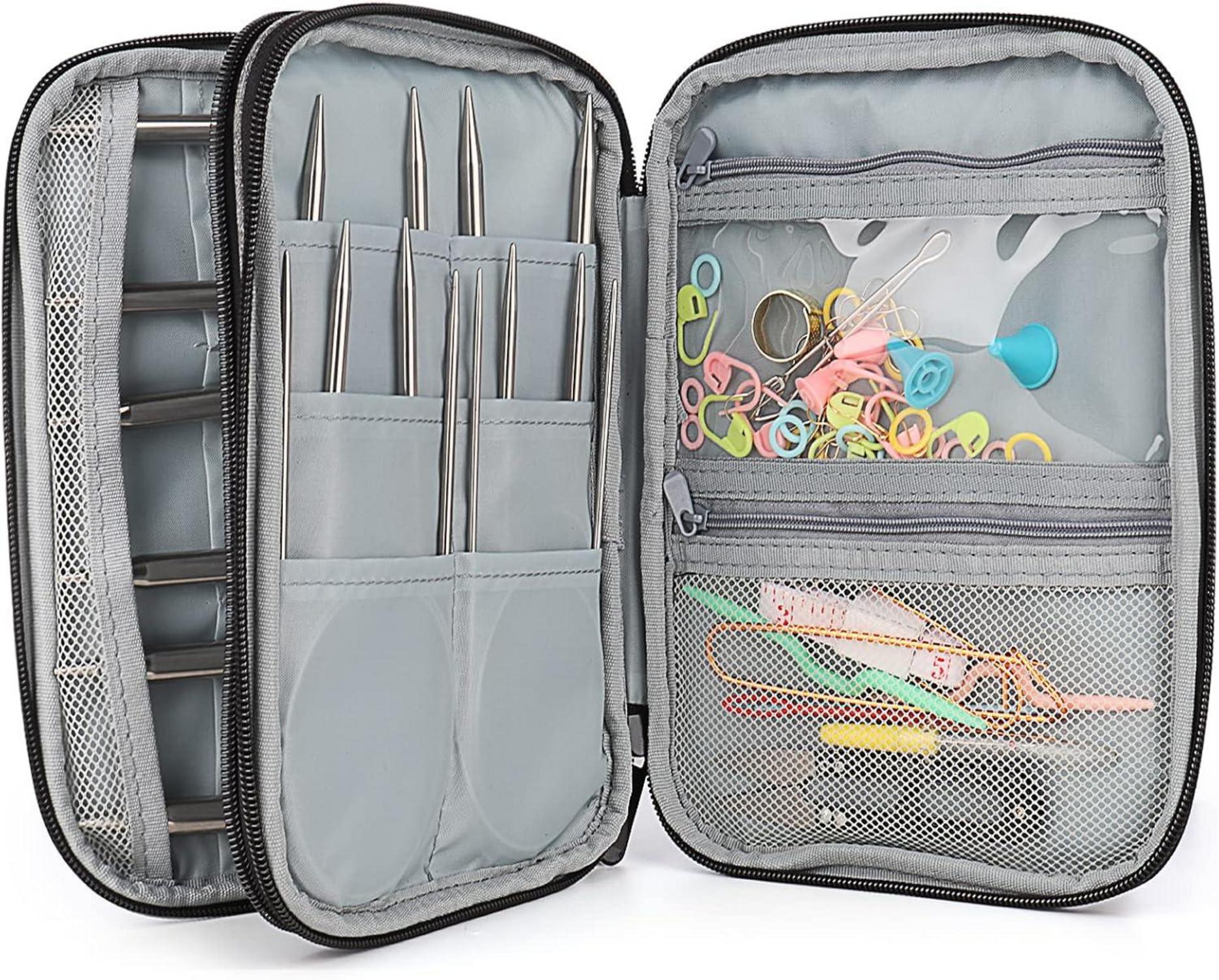Edelstahl Rundstricknadel Set mit Tasche, 9 Stück 80 cm, 2,5-10 mm
