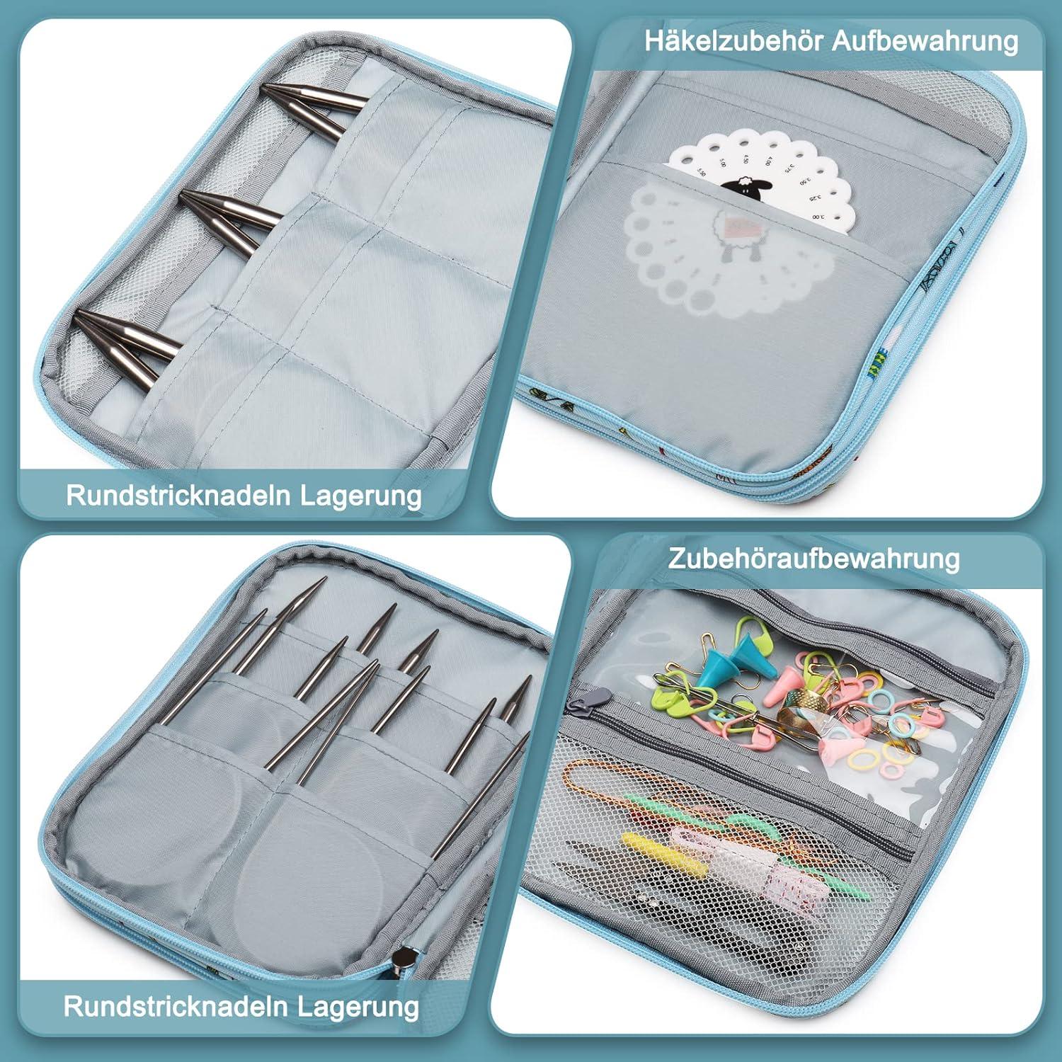 Coopay Edelstahl Rundstricknadeln Set 80 cm 9 Stück Himmelblau
