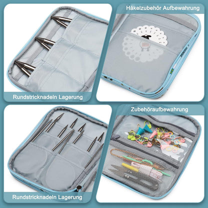 Coopay Edelstahl Rundstricknadeln Set 80 cm 9 Stück Himmelblau