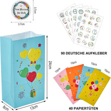 40 Stück Bunte Papiertüten mit 90 Aufkleber - Geschenktüten