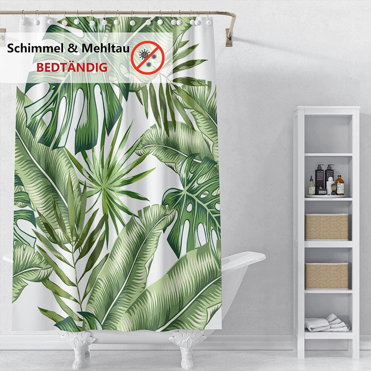 Duschvorhang 120x180 grün Bananenblatt Anti-Schimmel