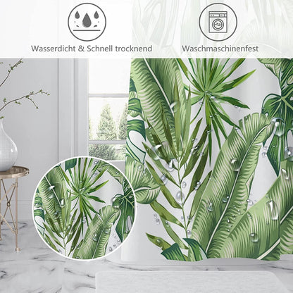 Duschvorhang grün Bananenblatt Anti-Schimmel 120x180cm Shower Curtain