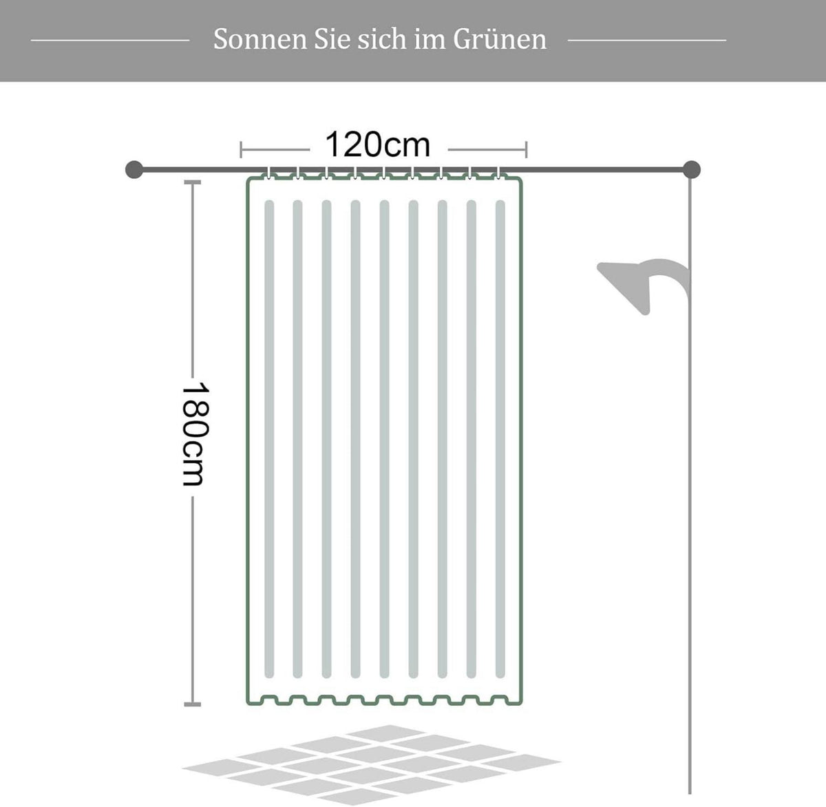 Duschvorhang 120x180 grün Pflanzen Badvorhang Bananenblatt Bad Vorhang Anti-Schimmel wasserdicht