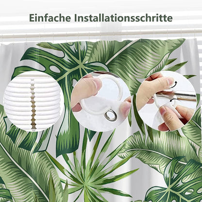 Duschvorhang 120x180 grün Pflanzen Bananenblatt Badvorhang Anti-Schimmel