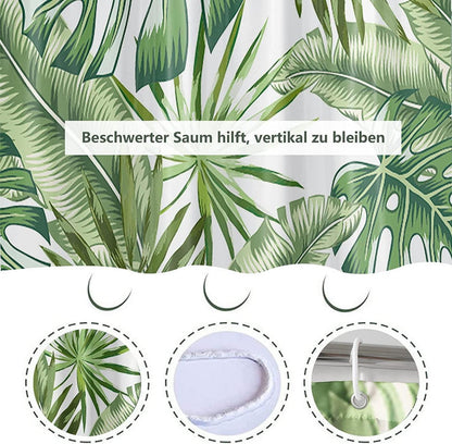 Duschvorhang grün 120x180 Bananenblatt Anti-Schimmel Wasserabweisend