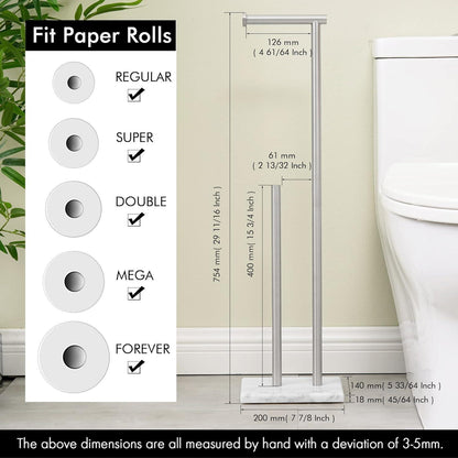 Stehender Toilettenpapierhalter mit Marmorsockel und Edelstahl