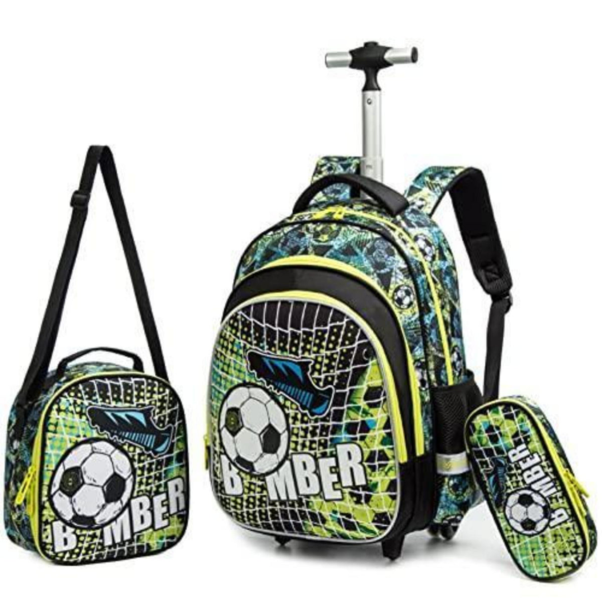 Schultrolley mit Rollen & Fußballmotiv für Kinder