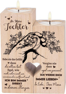 Personalisierter Mutter Tochter Kerzenhalter aus Holz - Geschenk für