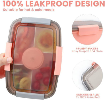 Bugucat Lunchbox 2000ML Auslaufsicher Brotdose Erwachsene Bento Box Kinder Salatbehälter Büro Transparent