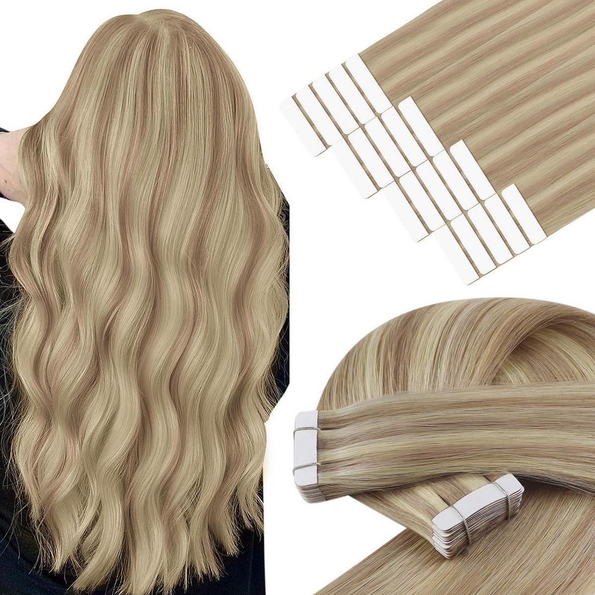 Echthaar Tape Extensions Blond 45cm - Remy Haarverlängerung