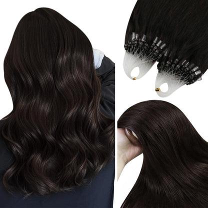 Echthaar Haarverlängerung Braun 50cm – Micro Ring Extensions