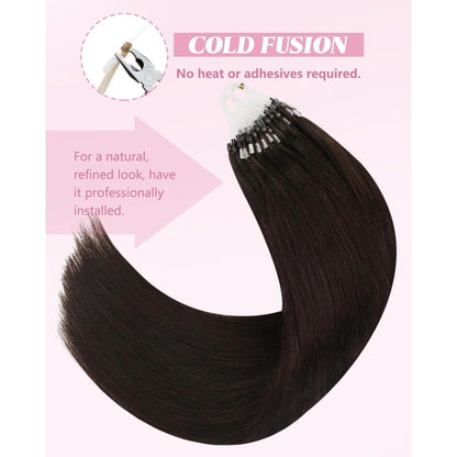Echthaar Haarverlängerung Braun 50cm – Micro Ring Extensions