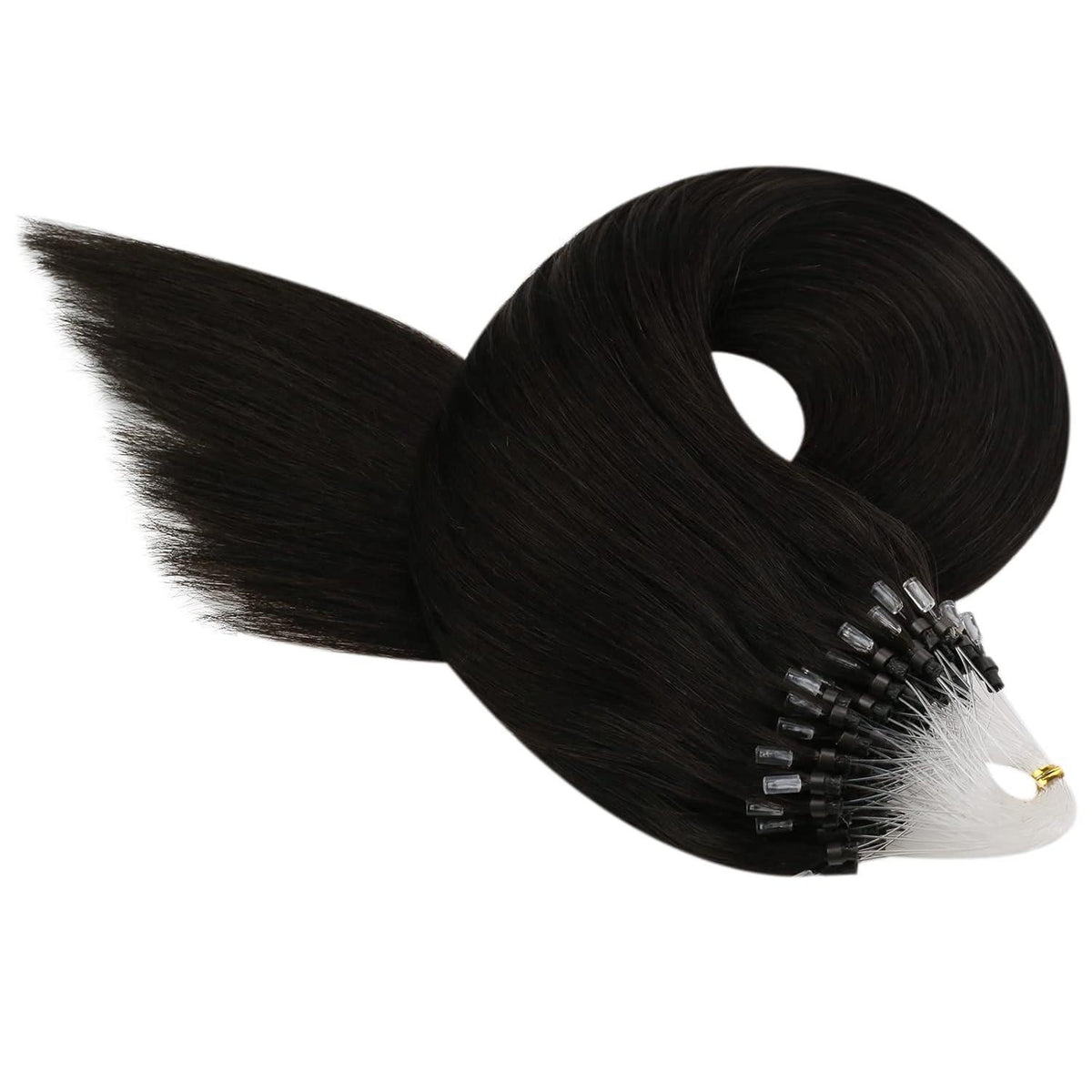 Echthaar Haarverlängerung Braun 50cm – Micro Ring Extensions
