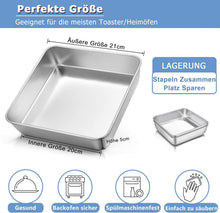 Quadratische Kuchenform 2er Set Edelstahl Backform 21x21x5cm
