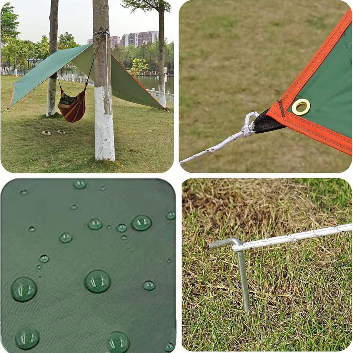 Teenza Tarp 3x4m Wasserdicht Ultraleicht für Zelte Hängematten Strand, dunkelgrün