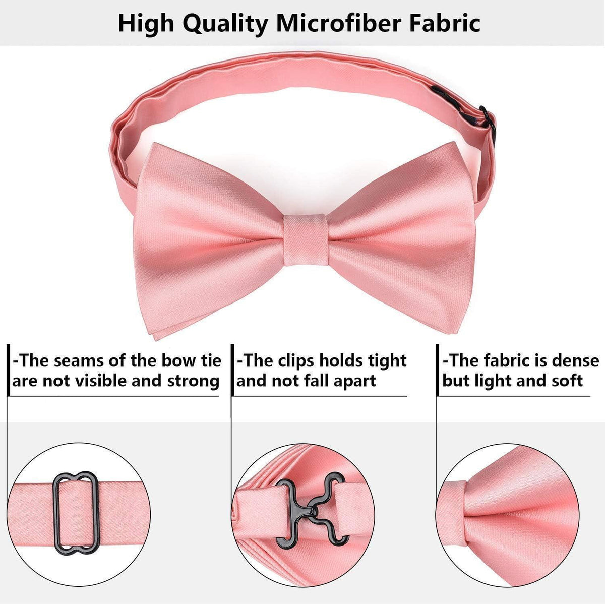 Fliegen-Set mit Einstecktuch für Herren, vorgebunden, rosa