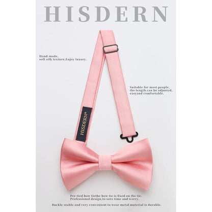 Fliegen-Set mit Einstecktuch für Herren, vorgebunden, rosa