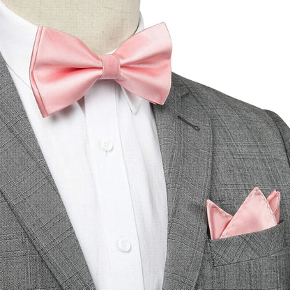 Fliegen-Set mit Einstecktuch für Herren, vorgebunden, rosa