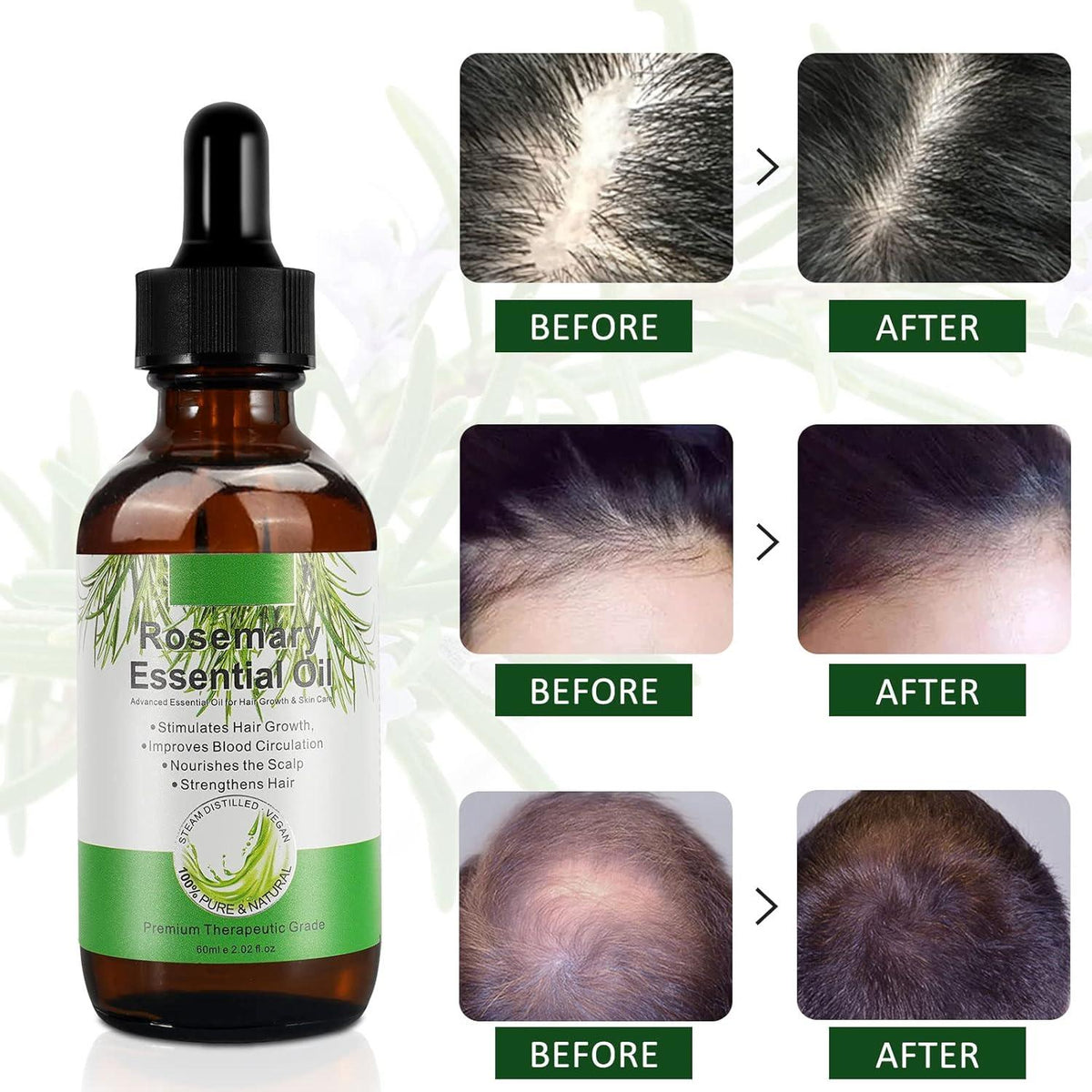 Rosmarinöl Haarwuchs 100% Natürliches Öl für Haut Haar (60