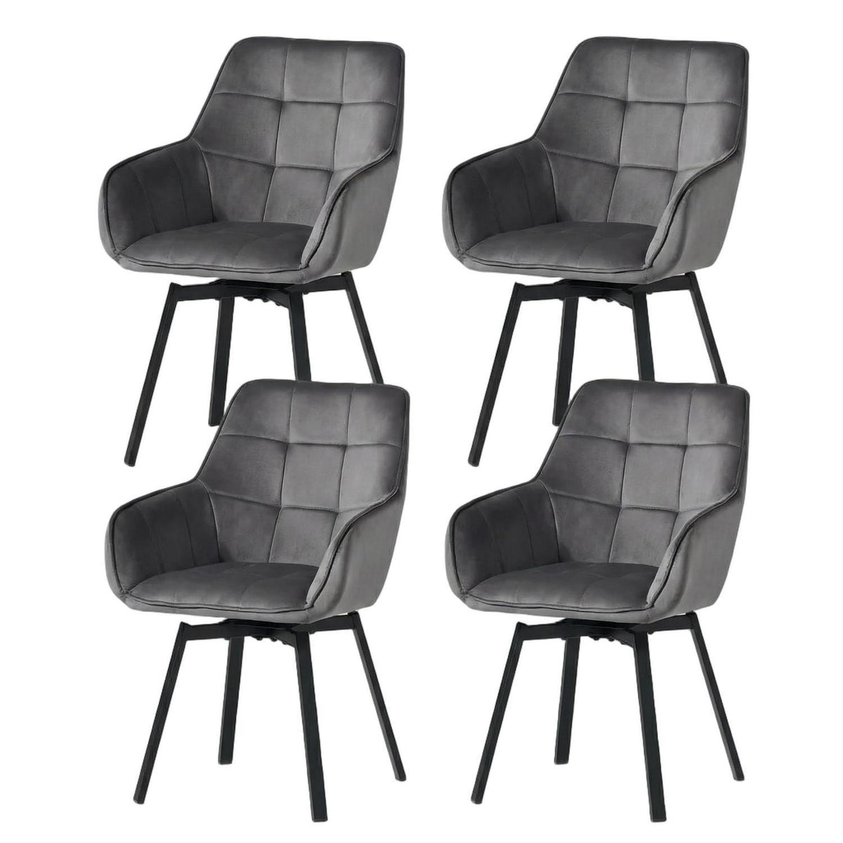 Drehbarer Esszimmerstuhl Set Dunkelgrau Samt 4er Set