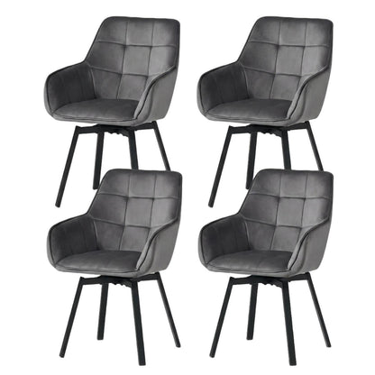 Drehbarer Esszimmerstuhl Set Dunkelgrau Samt 4er Set
