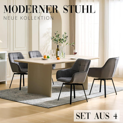 Drehbarer Esszimmerstuhl Set Dunkelgrau Samt 4er Set