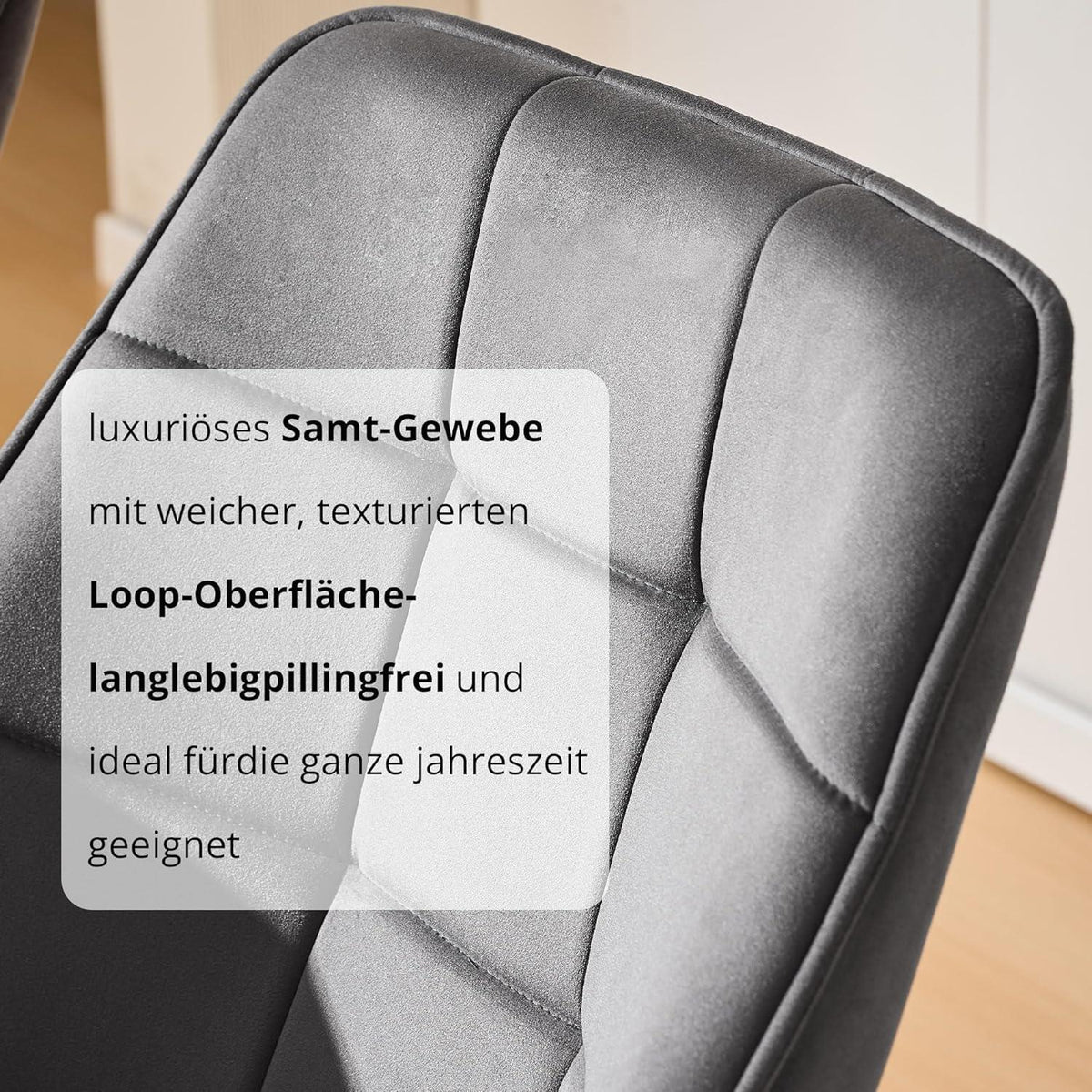 Drehbarer Esszimmerstuhl Set Dunkelgrau Samt 4er Set