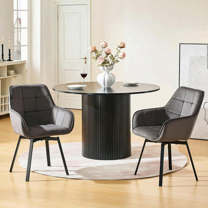 Drehbarer Esszimmerstuhl Set Dunkelgrau Samt 4er Set