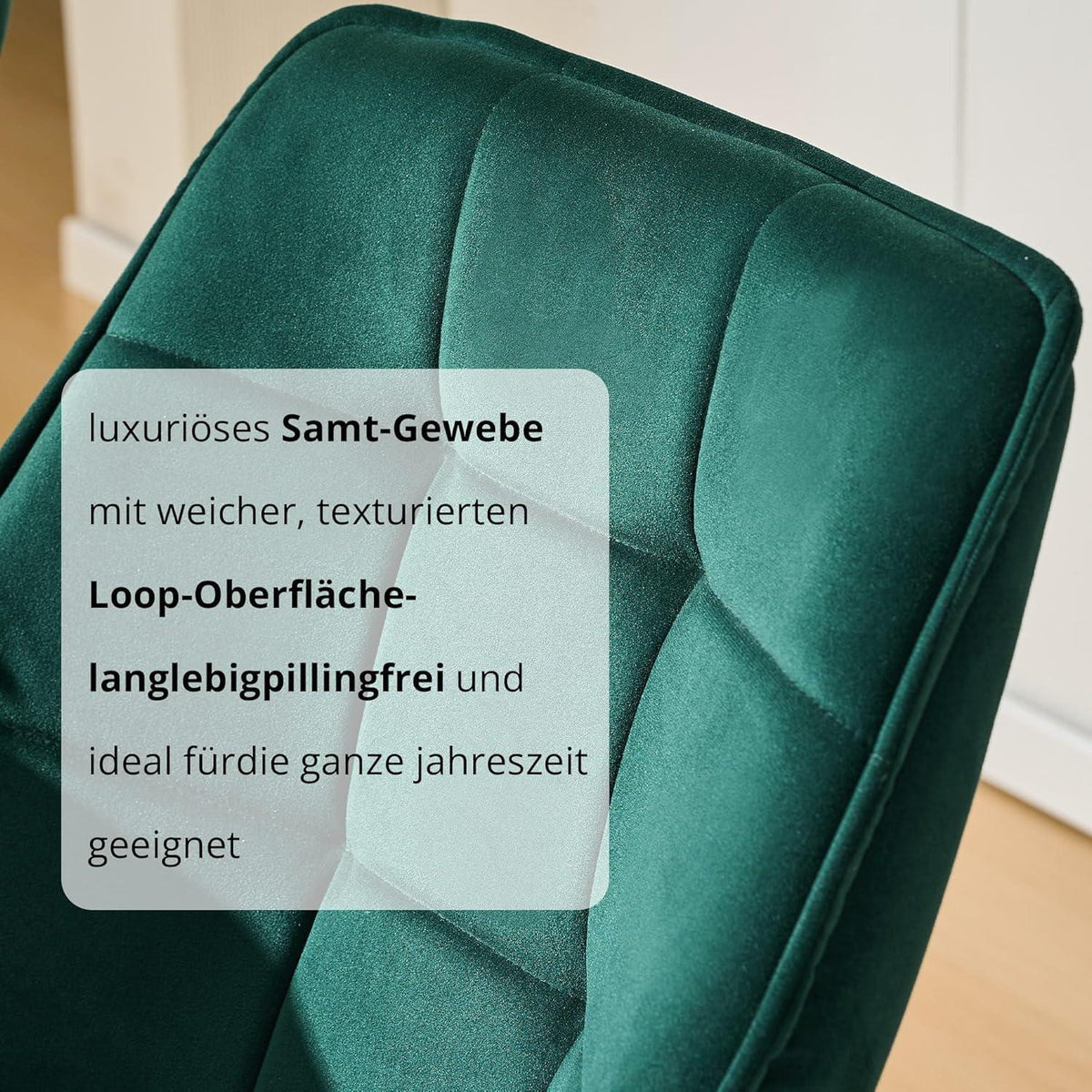 Drehbarer Samt Esszimmerstuhl mit Armlehne - 4er Set Grün