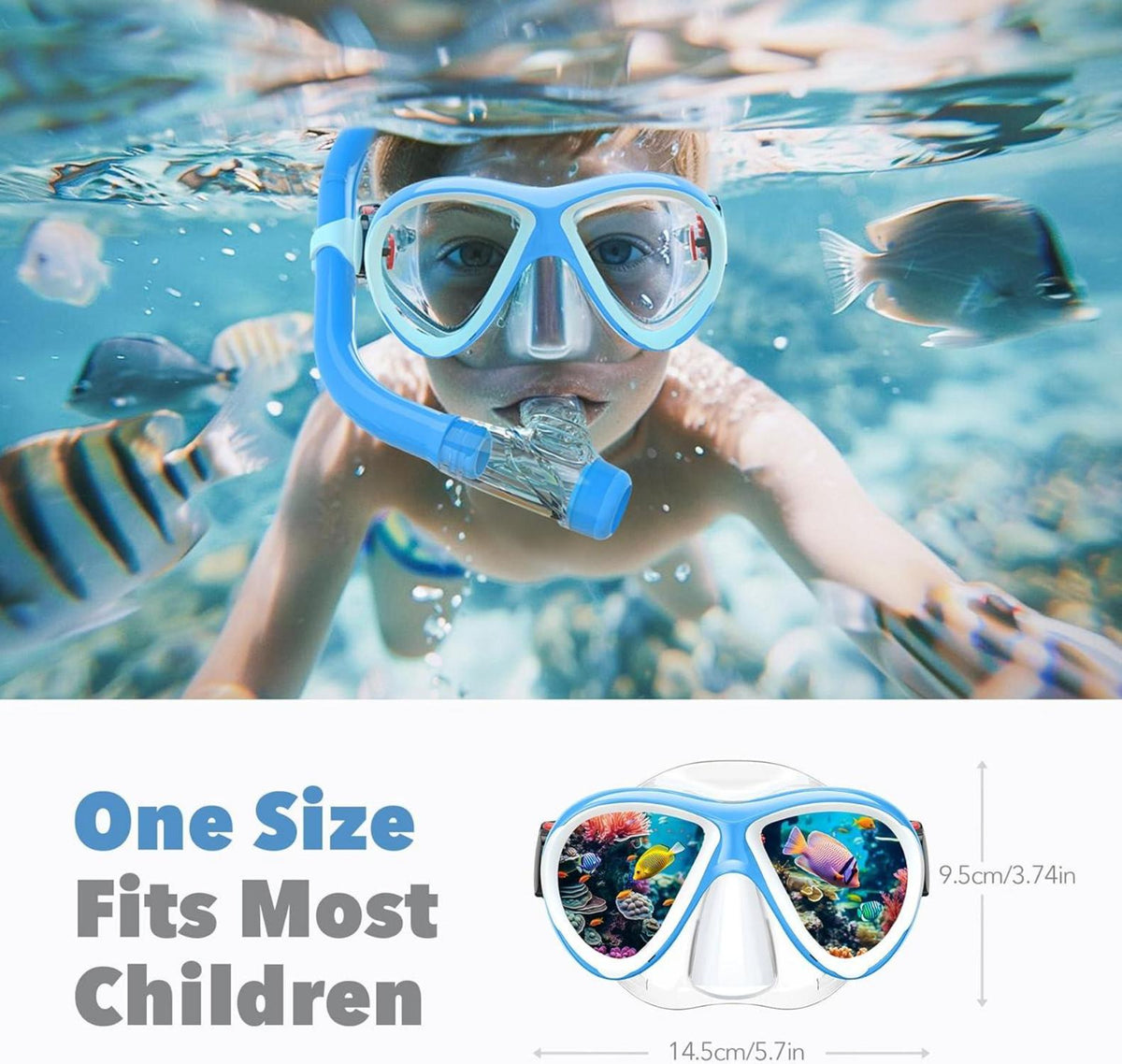 Taucherbrille Kinder Schwimmbrille Jungen Mädchen 180° Panorama