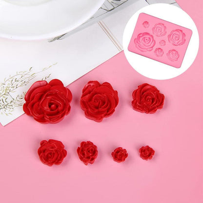 6x 3D Silikon Fondant Formen Blumen für Kuchen & Dekoration