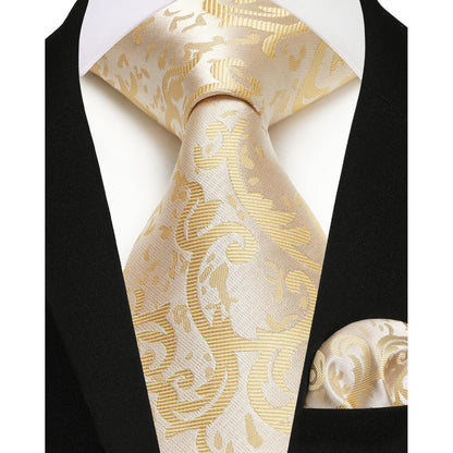 Herren Krawatten- und Einstecktuch-Set Paisley mit einfacher Pflege