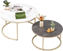 Runder Marmor-Couchtisch 2er-Set Goldgestell MotionEvent