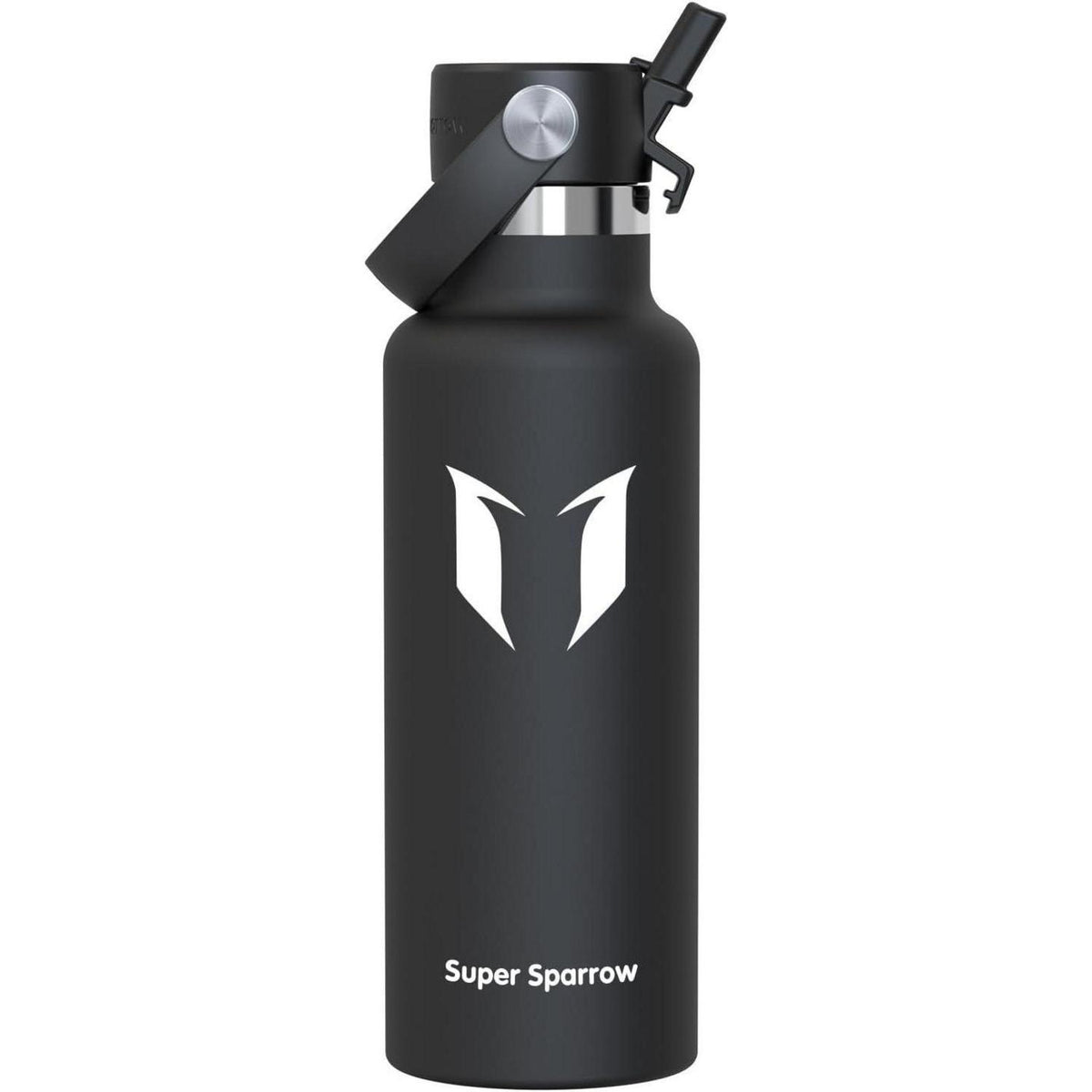 Edelstahl Thermosflasche mit Strohhalm 500ml Schwarz