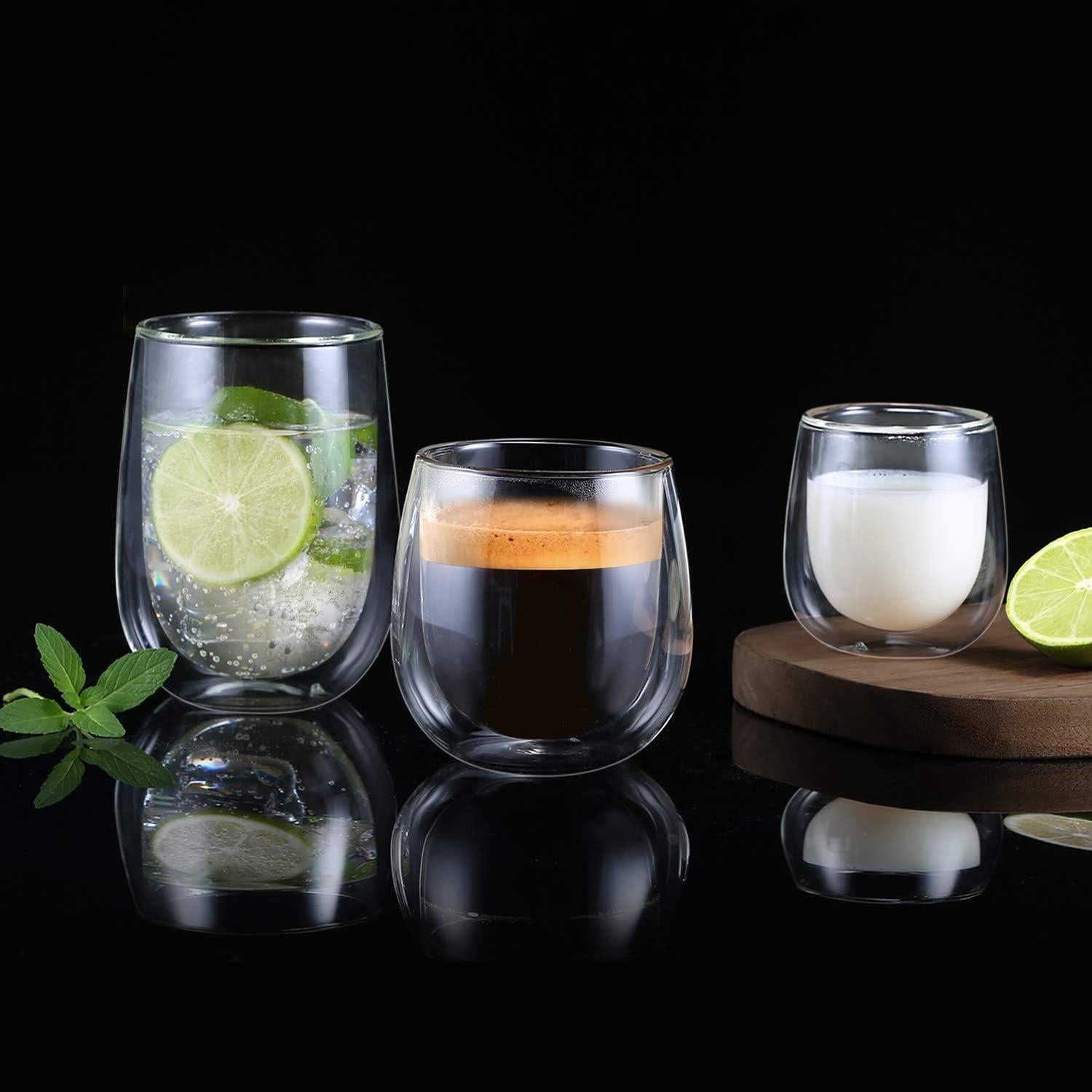 Glastal 350ml Doppelwandige Glasbecher 4er Set Borosilikatglas Kaffeeglas