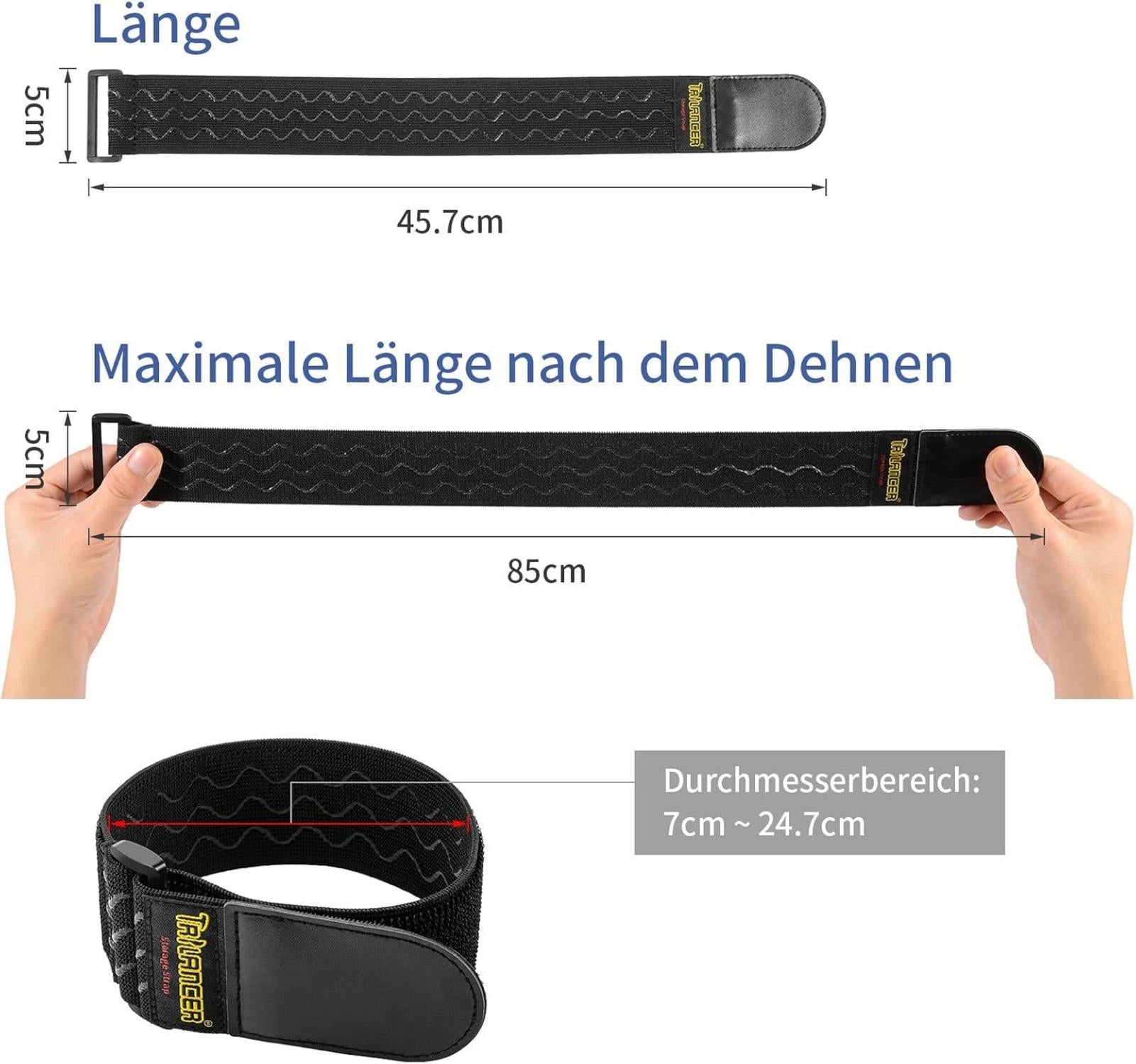 Elastische Cinch Straps mit Anti-Rutsch-Streifen 46cm (4
