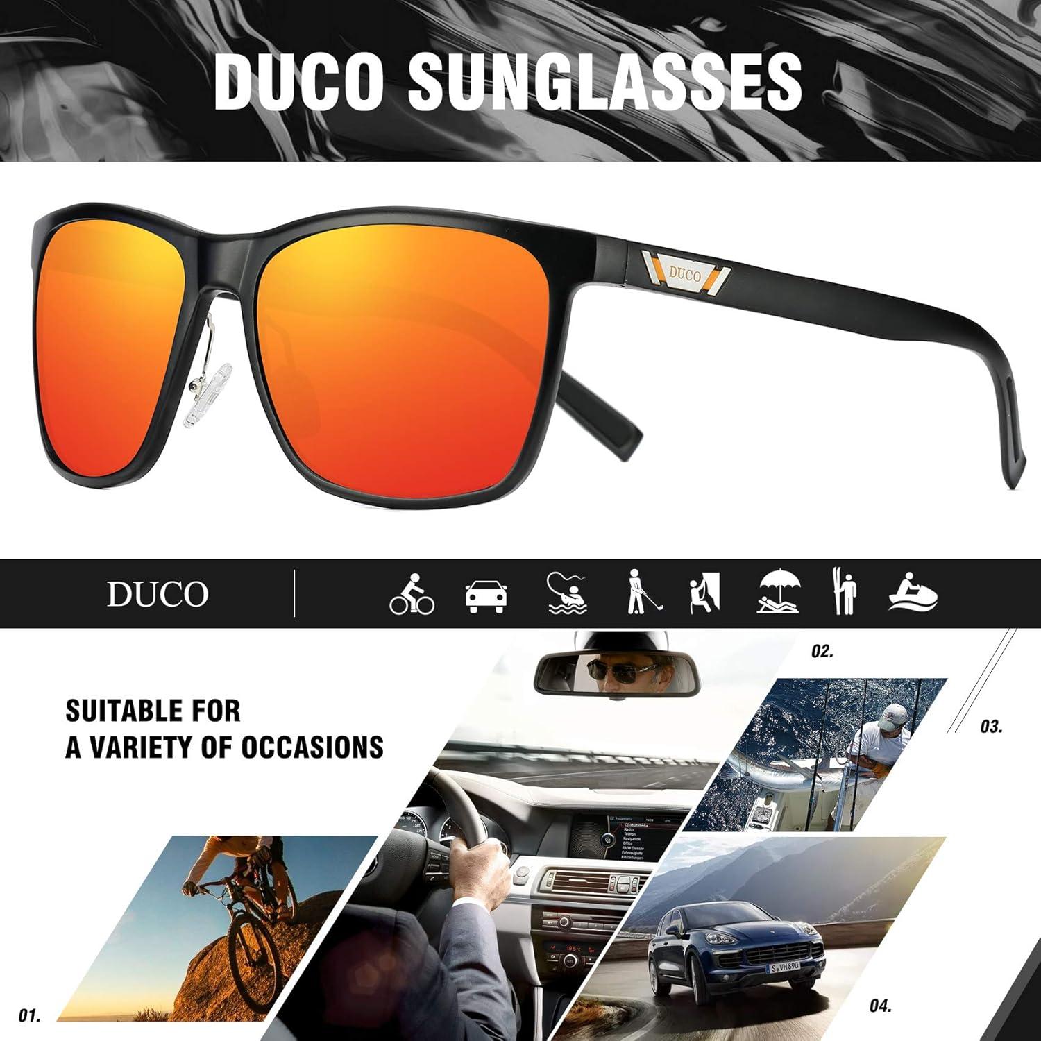 Polarisierte Sonnenbrille Herren Retro UV400 Metallrahmen Schwarz Rot
