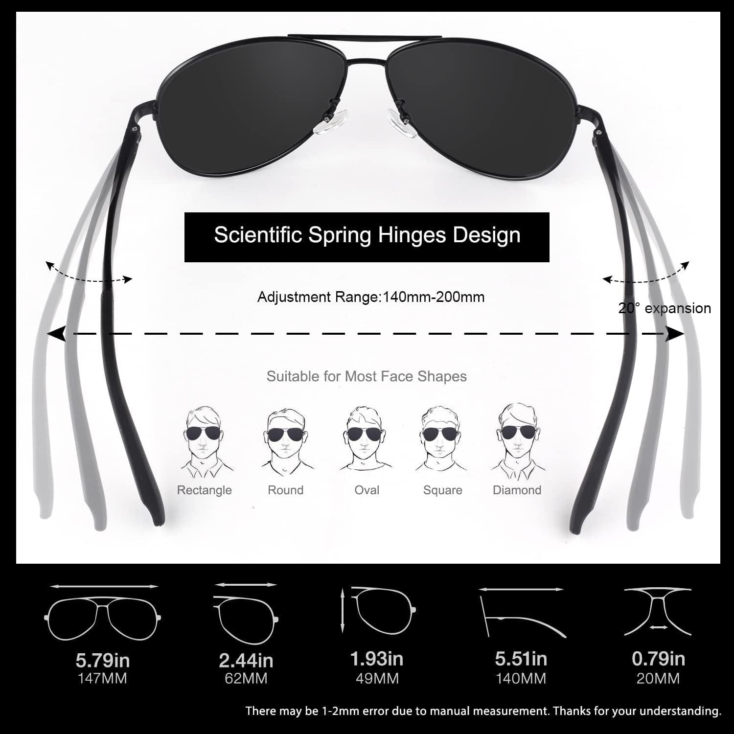Pilotenbrille Herren Polarisiert UV400 Piloten Flieger Sonnenbrille Braun