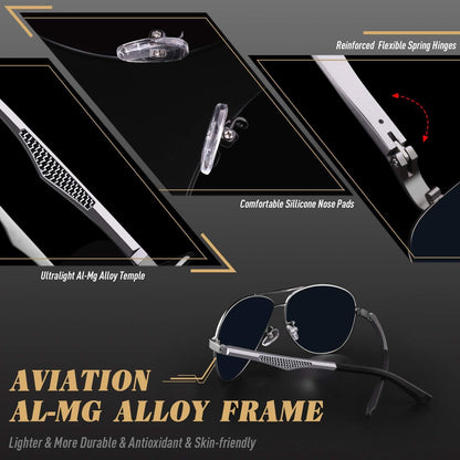 CGID Pilotenbrille polarisiert Sonnenbrille Al-MG Rahmen