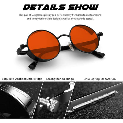 CGID Polarisierte Sonnenbrille Herren Retro Steampunk Rund
