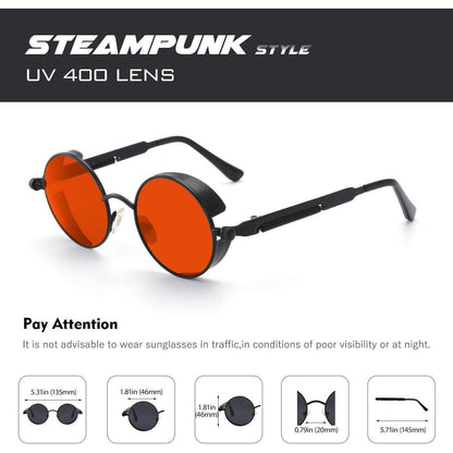 CGID Polarisierte Sonnenbrille Herren Retro Steampunk Rund
