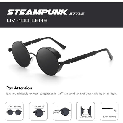 CGID Sonnenbrille Herren Rund Polarisiert Retro Steampunk