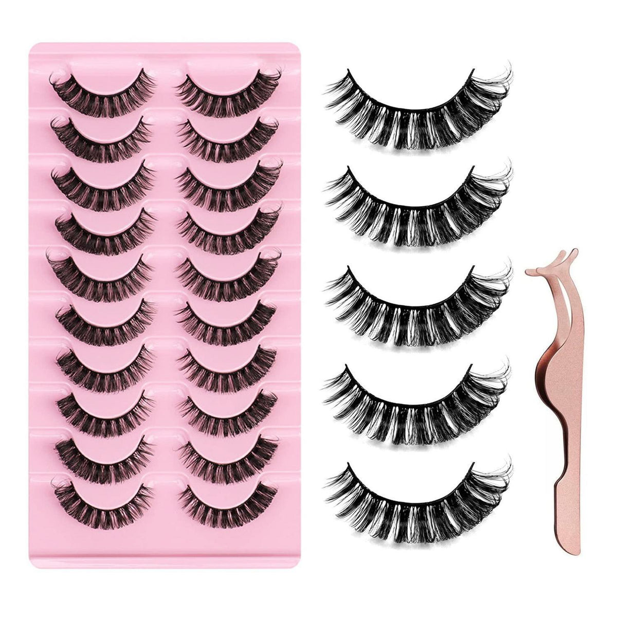 10 Paare 3D Falsche Wimpern Set mit Clip – Natürlicher Look